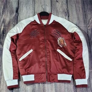 Sukajan Japanese Style Embroidery Tiger Maroon Women's Size Small Urban Outfit